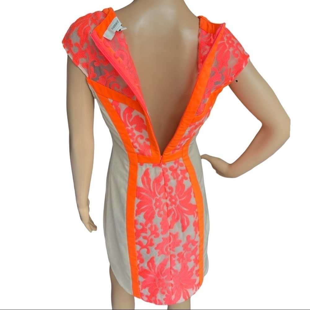 CAMEO WOMEN’S NEON PINK ORANGE EMBROIDERED DRESS SIZE M - Picture 5 of 13